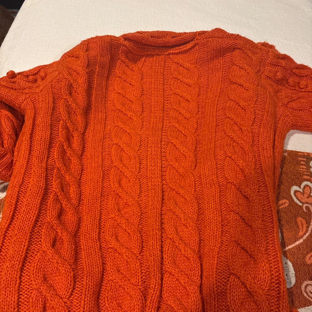 Oversize Farm Rio Orange Braided Knit Cardigan - Picture 6 of 6